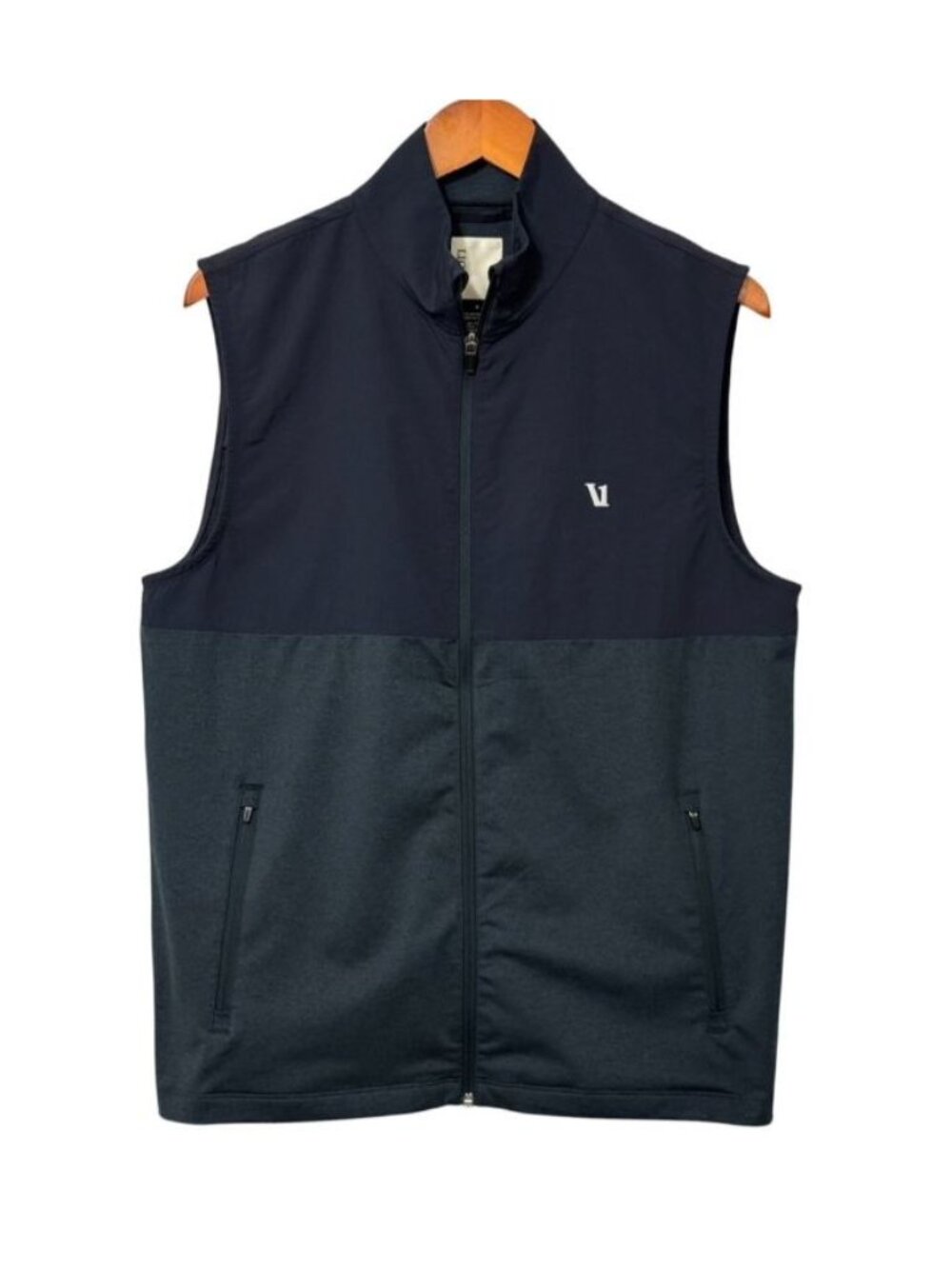 Vuori Men's Sunday Element Vest Navy Blue Full Zip Sleeveless Performance Size M